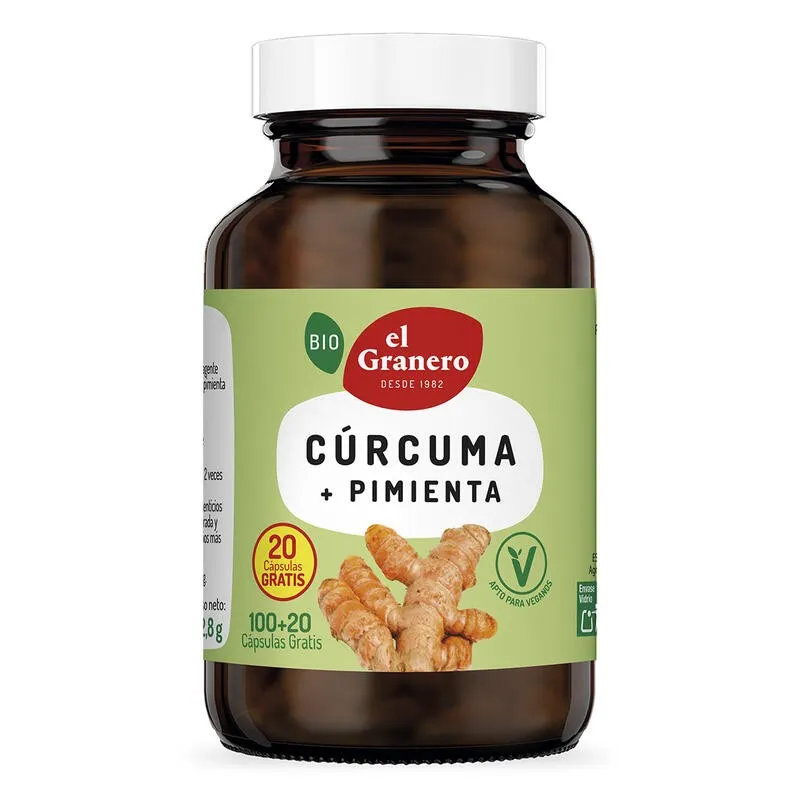 Cúrcuma + Pimienta Bio, 100 + 20 Cápsulas 440 Mg